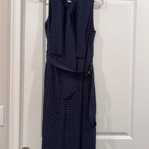 Navy Polka Dot Sleeveless Dress
